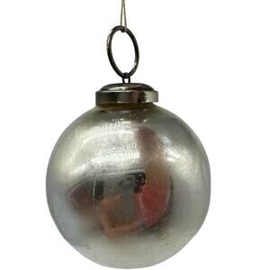 Vintage Kugel German Blown Glass Silver Mirror Ball Ornament 2.5" Christmas